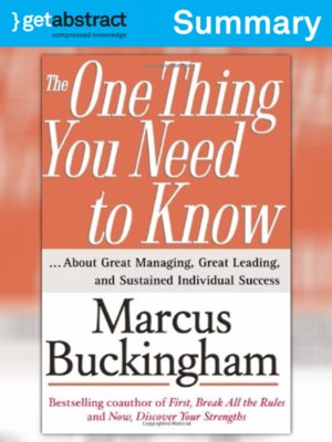 cover image of The One Thing You Need to Know (Summary)